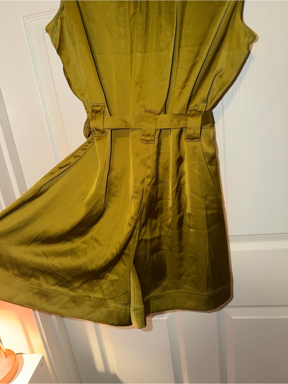 Rachel Zoe Sleeveless Olive Utility Tie-Waist Romper - Picture 7 of 8